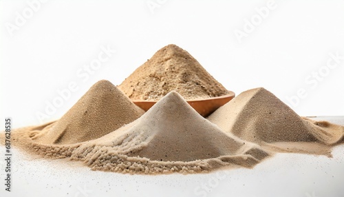 heaps of dry beach sand on white background