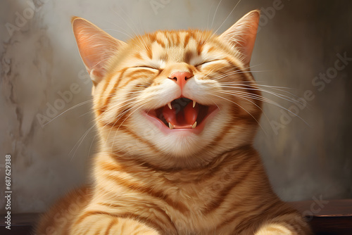 Smiling red cat photo
