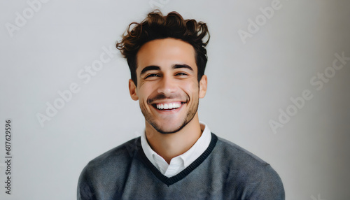 professional portrait of young man smiling, copy space