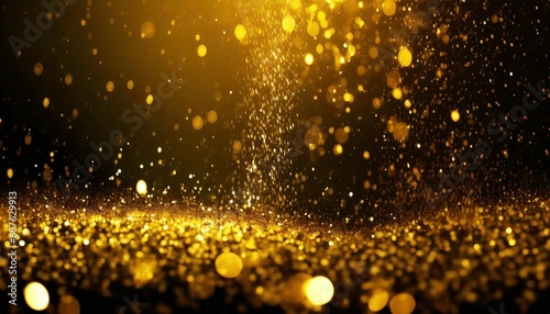 falling gold lights gala texture gold abstract sparkle dust particles light dark pattern gold overlay bokeh glitter background dark glistering particle background christmas shiny shimmer black dust