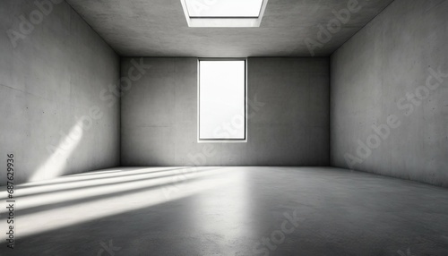 empty room interior with concrete walls grey floor with light and soft skylight from window background with copy space ai generative illustration