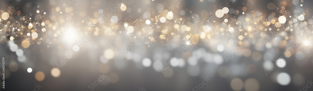 Silver and white bokeh lights defocused. christmas abstract background