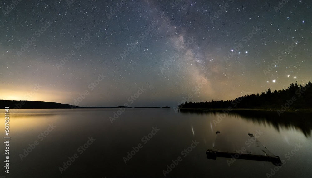 beautiful shot of the milky way illuminating a dark night sky above a lake in quebec canada beautiful shot of the milky way illuminating a dark night sky above a lake in quebec canada