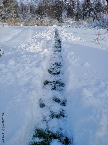 a path cleared of snow