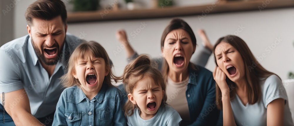 Obraz premium The whole family shows resentment and anger