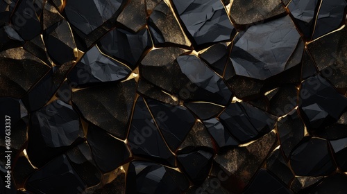black matte  with golden sapphire texture   stone pattern, background  photo