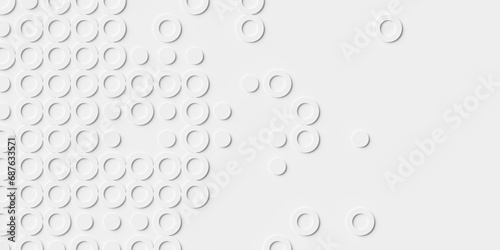 Array or grid of white rings and circles background wallpaper banner texture fade out with copy space