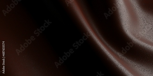 Close up of thick brown draped old used leather, fashion background frame filling with copy space