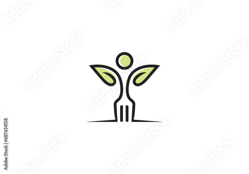 fork and people logo design. icon symbol for health restaurant food