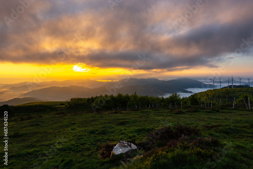 Oiz mountain at sunrise, Basque Country, Spain photo