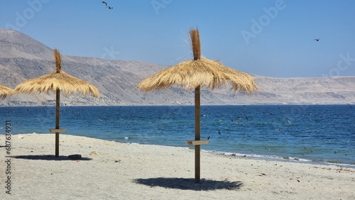 beach with umbrella