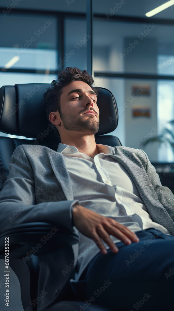 Young businessman taking rest at office Young businessman taking rest at office