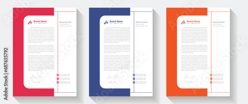 corporate modern letterhead design template with yellow, blue, green and red color. creative modern letter head design template for your project. Modern Business Letterhead Design Template, Abstract