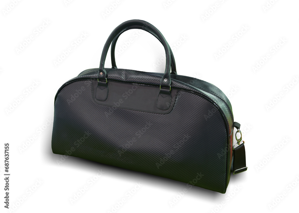 black leather bag isolated on white background. This has clipping path. black leather bag isolated on white background. This has clipping path.