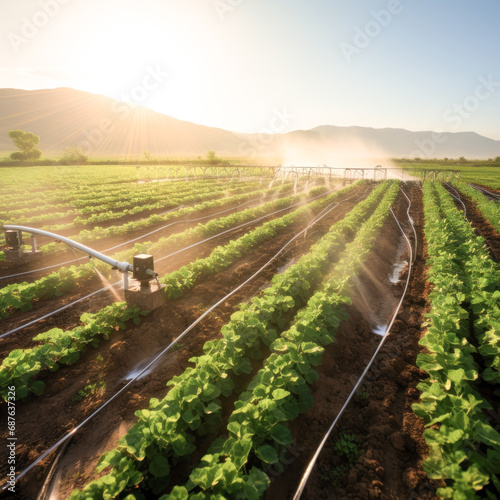 Water irrigation at agriculture field