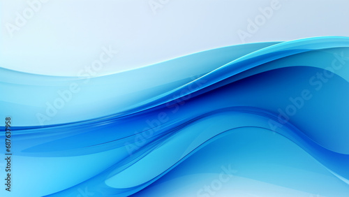 Abstract elegant light blue waves design with smooth curves and soft shadows on clean modern background. Fluid gradient motion of dynamic lines on minimal backdrop