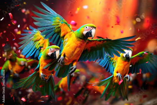 Rainbow flying parrots © Veniamin Kraskov