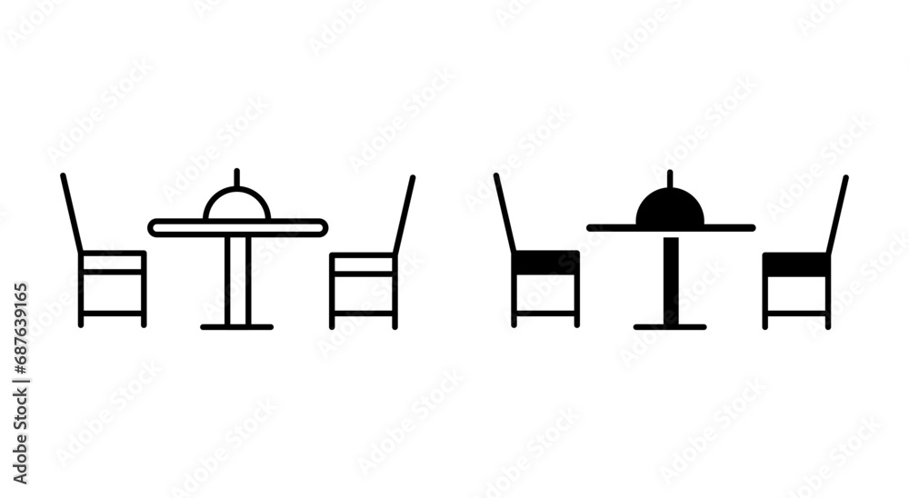 Dinner table vector icon set. vector illustration
