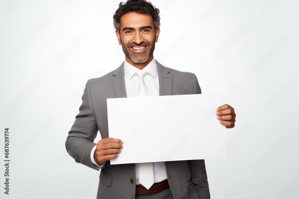 Young indian businessman showing empty board Young indian businessman showing empty board