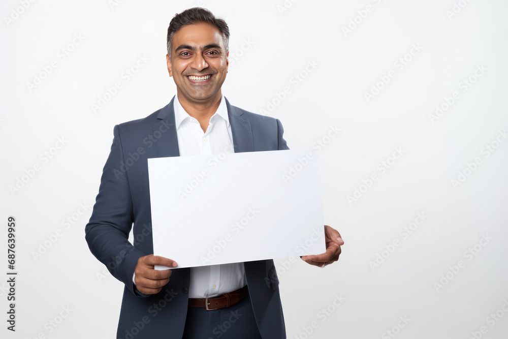 Young indian businessman showing empty board Young indian businessman showing empty board