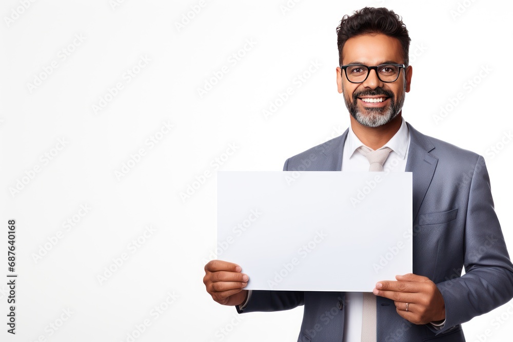 Young indian businessman showing empty board Young indian businessman showing empty board