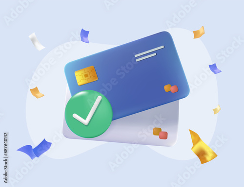 Credit card, online payment. Financial security for online shopping, ecommerce credit card with payment protection concept. 3d business finance vector icon illustrator for shopping online