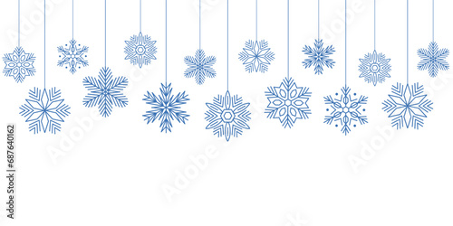 Snowflakes hanging decoration  ice crystal snowflake - vector