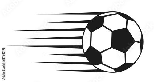 Soccer ball is moving at speed, fast football soccer ball sign - stock vector