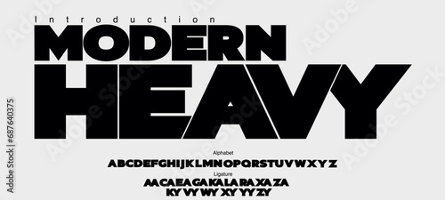 Modern Bold Font with Ligature. Typography urban style alphabet fonts for fashion, sport, technology, digital, movie, logo design, vector illustration. Black strong style font