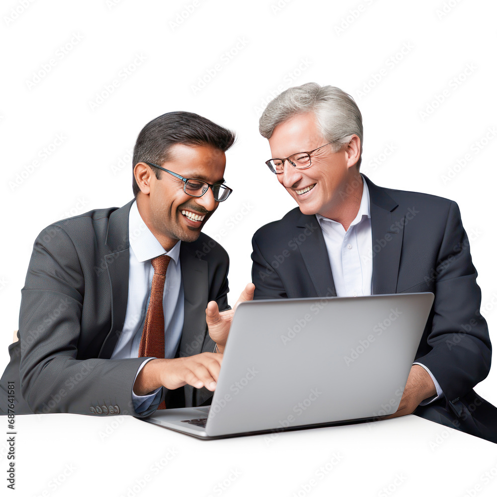 senior businessman with assistance using laptop senior businessman with assistance using laptop