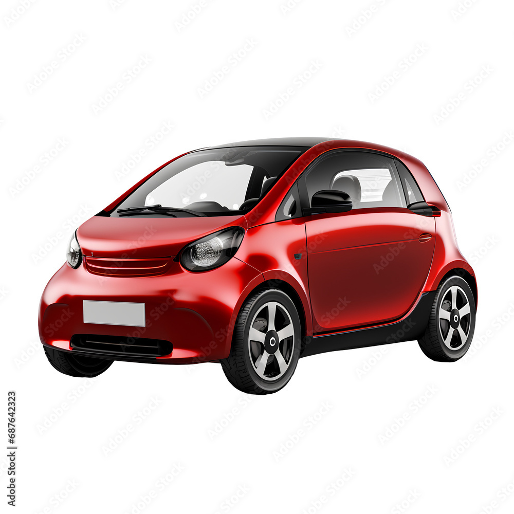 Red electric car on transparent background PNG