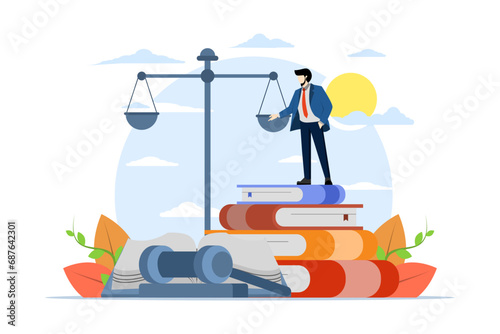 the concept of legal advice as the opinion of a professional lawyer. law firms and legal services, lawyer consultants. Government legal consulting services. flat vector illustration on background.