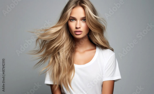 a blond super model, long blond hair
