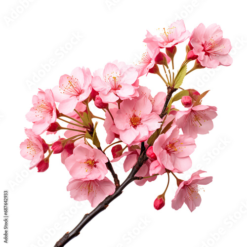 pink cherry blossom on a transparent background PNG for use in decorating projects.
