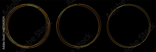 Gold round set circle frame, golden frame collection - vector photo