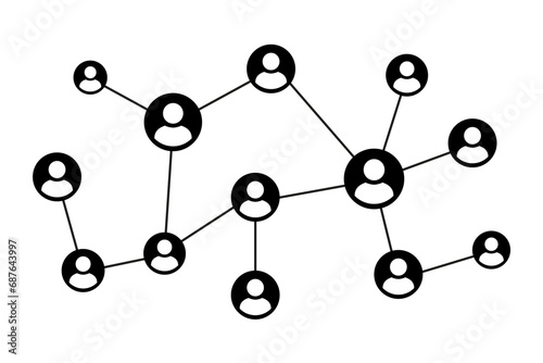 Global network, Social user network, social and business network, diverse business team connected by lines - stock vector photo