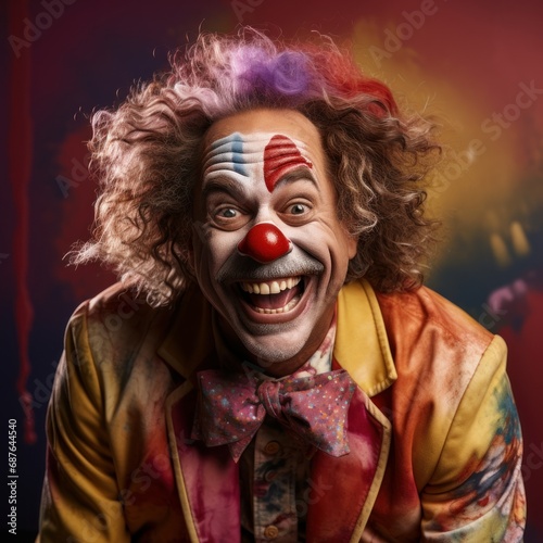 Portraits of smiling clowns