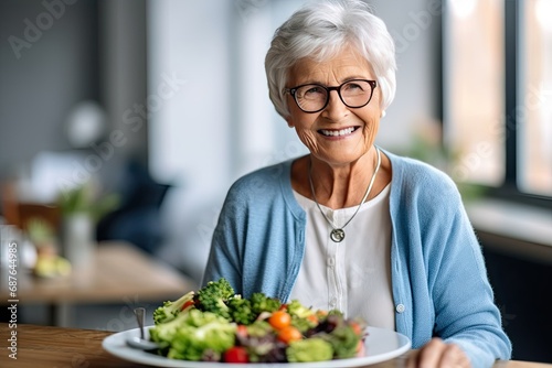 happy senior woman in retirement home