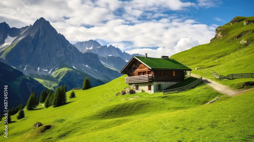 swiss alpine village  house