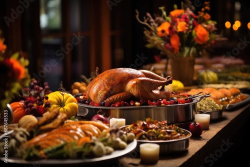 thanksgiving buffet , table setting