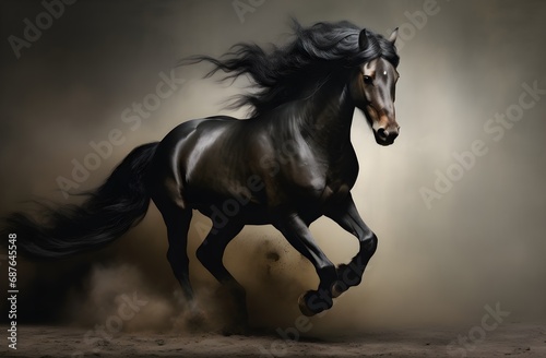 beautiful dark horses galloping across an open space  the concept of freedom  strength  power.