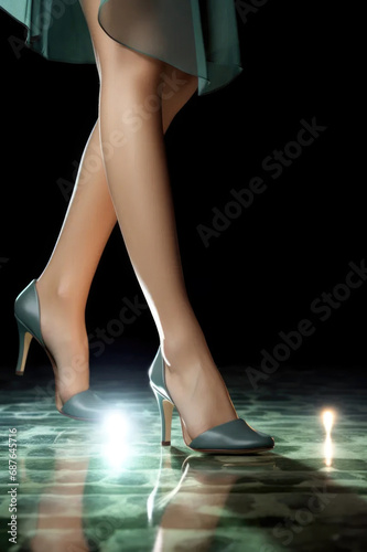 legs of a woman in a dress