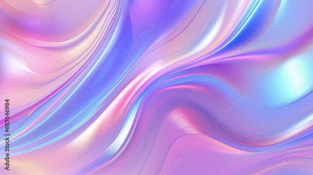 Obraz premium An enchanting grainy iridescent holographic gradient background presenting a psychedelic, colorful pattern suitable for business branding. This trippy design showcases a glossy