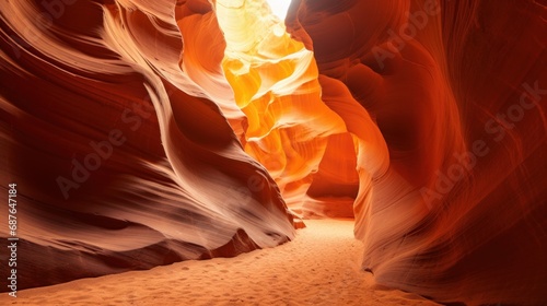 A stunning slot canyon famously known as Owl Canyon, located in the vicinity of Page, Arizona, exhibiting its magnificent natural formations and vibrant hues in the United States of America. photo