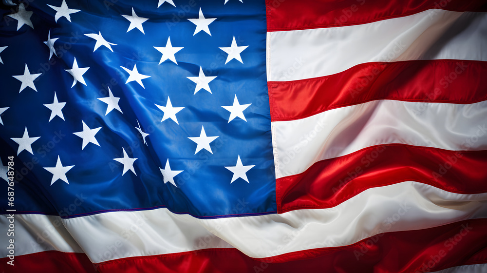 American Flag Waving Proudly with Stars and Stripes - Patriotic Background American Flag Waving Proudly with Stars and Stripes - Patriotic Background