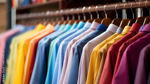 Assorted Colorful Shirts on Hangers in a Store - Fashion Retail Display