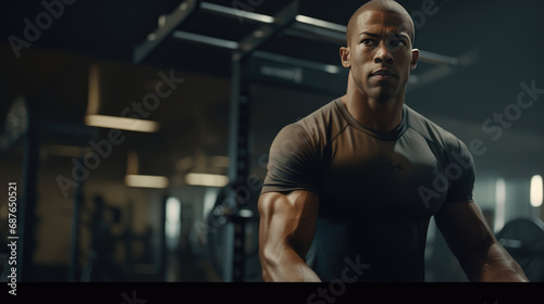 A man is lifting a barbell at the fitness center