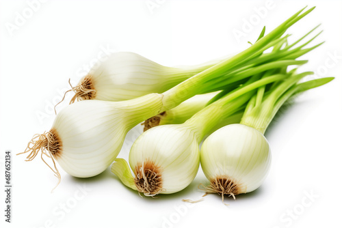Green onion isolated on white background.