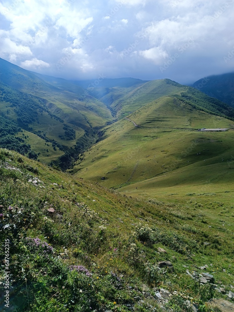view of the green Caucasus mountains, Georgia