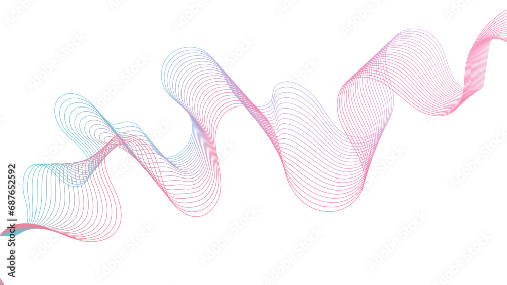 Abstract colorful gradient smooth wave isolated on a white background. Dynamic wave line blend for design element. 
